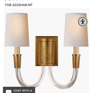 Visual Comfort, Thomas OBrien Vivian Double Sconces in Hand rubbed Antique Brass